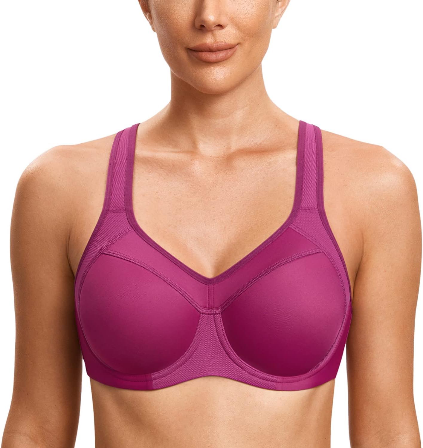 SYROKAN Women's Full Support High Impact Racerback Sports Bra