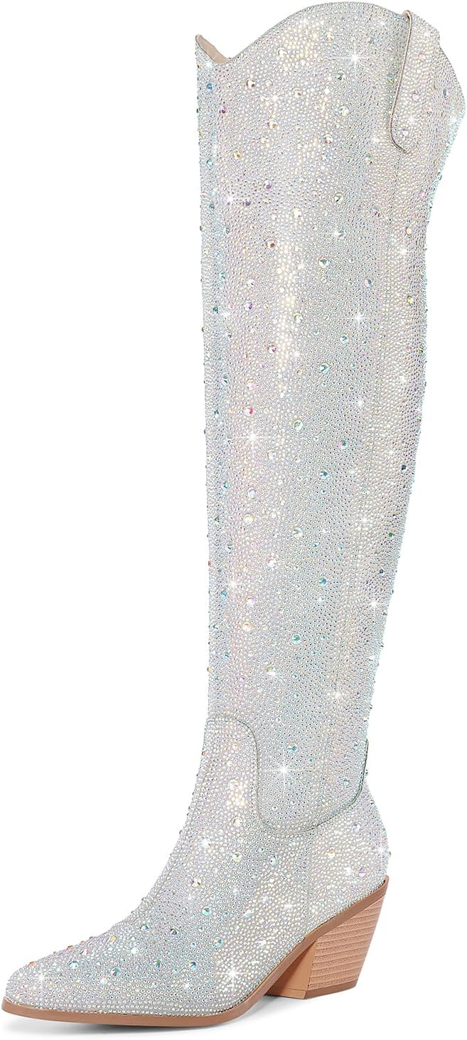 Women Rhinestone Over the Knee Cowboy Boots for Fashion Lovers