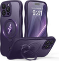 iPhone 15 Pro Max Magnetic Case with 360 Rotating Stand - Dark Purple