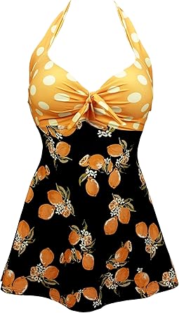 COCOSHIP Vintage Sailor Pin Up Swimsuit Retro One Piece Skirtini