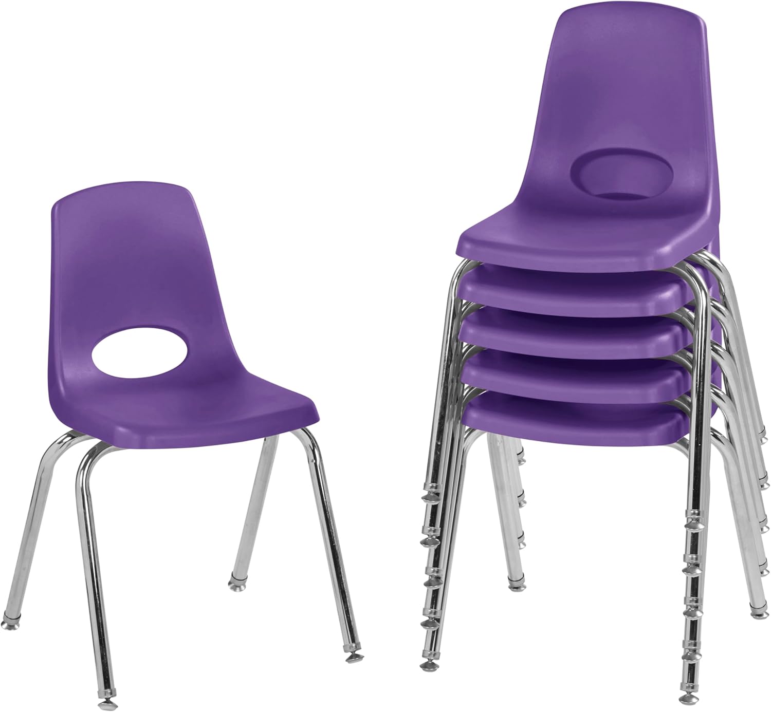 FDP 16 School Stack Chair Set of 6 for Classroom Use in Purple