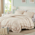 Cupocupa Beige Comforter Set Twin XL - Shabby Chic Ruffle Comfort