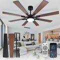 72-In Ceiling Fan with Light - Quiet 8-Blade Walnut for Indoor Outdoor