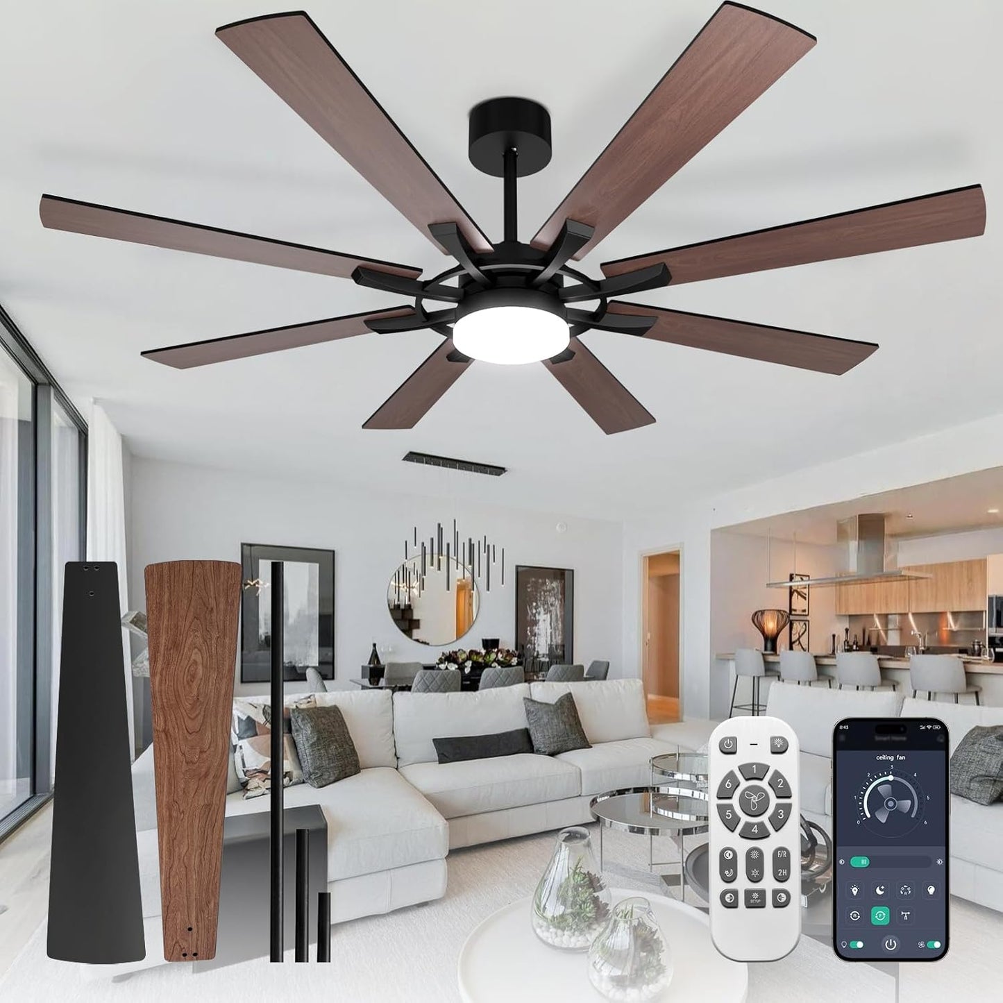 Depuley 72-Inch Ceiling Fan with Light for Indoor and Outdoor Use