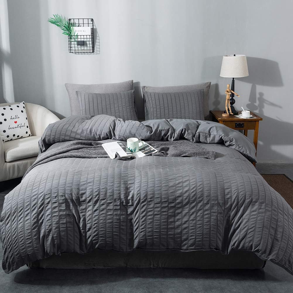 AveLom Seersucker Duvet Cover Set King Size for Elegant Bedrooms