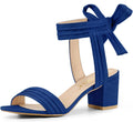 Open Toe Ankle Tie Back Block Heels Sandals for Women - Cushioned 2