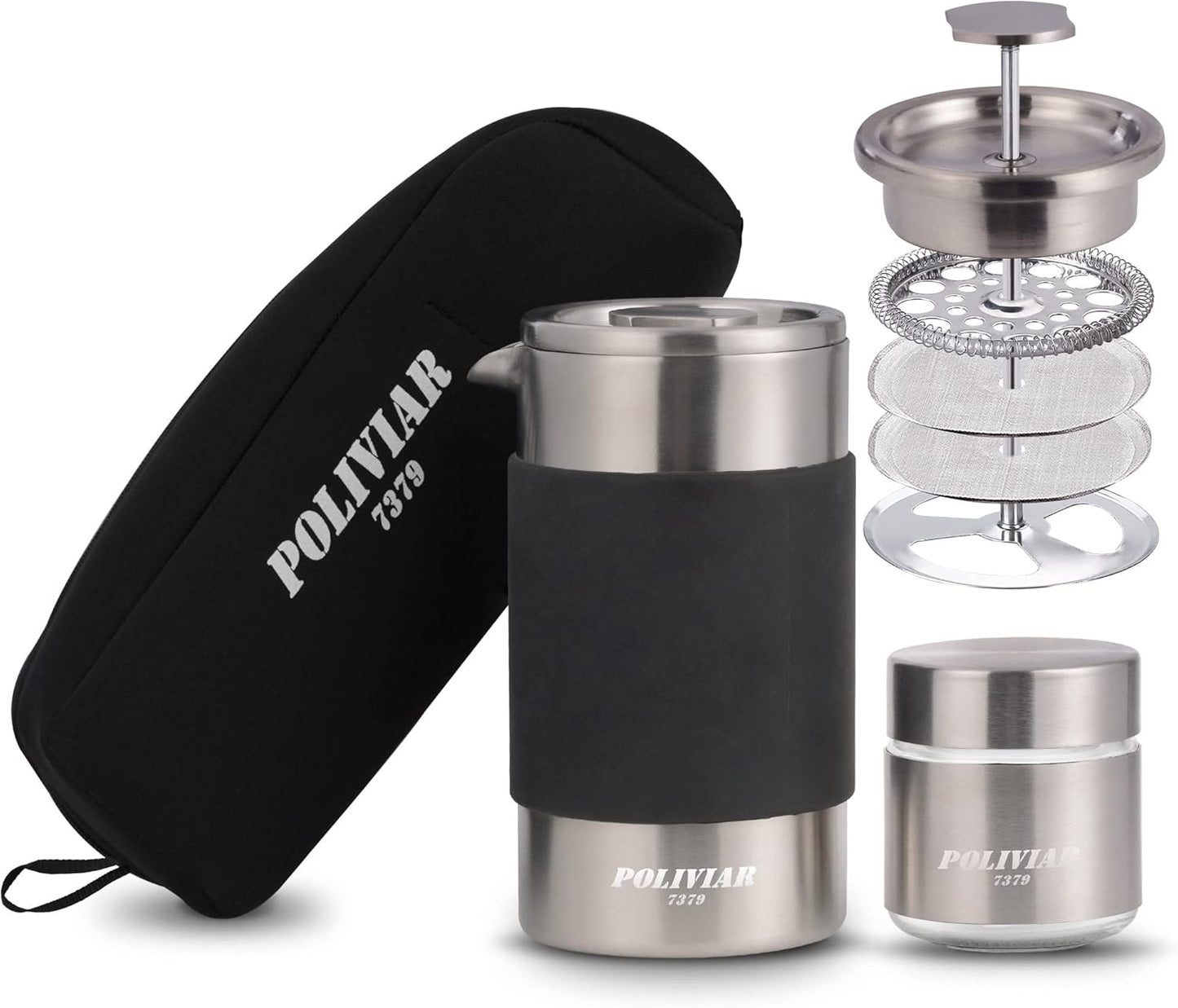 POLIVIAR French Press Coffee Maker - 12 oz Portable Brew Tool