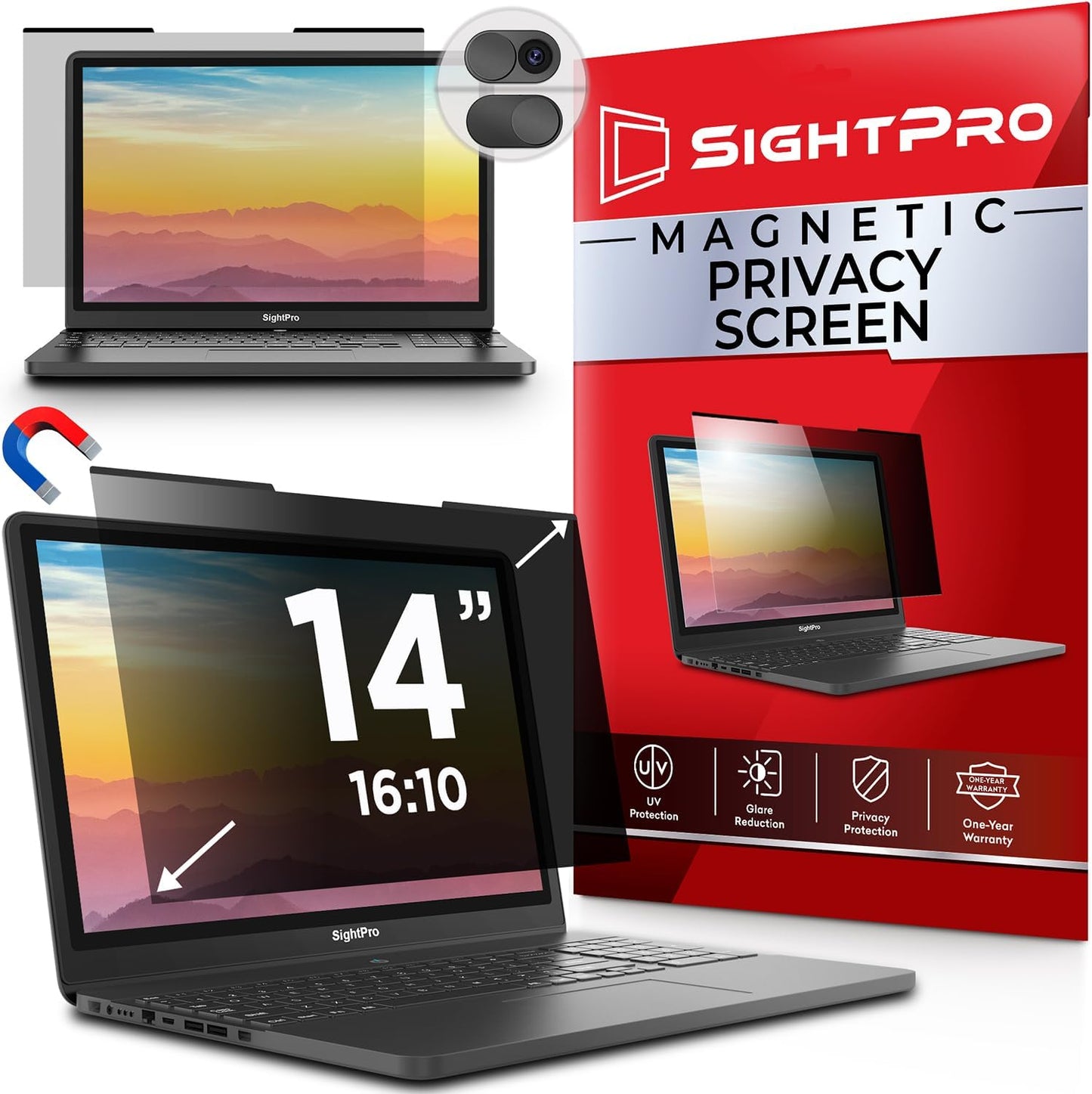 Magnetic Laptop Privacy Screen 14 Inch Removable Filter Shield