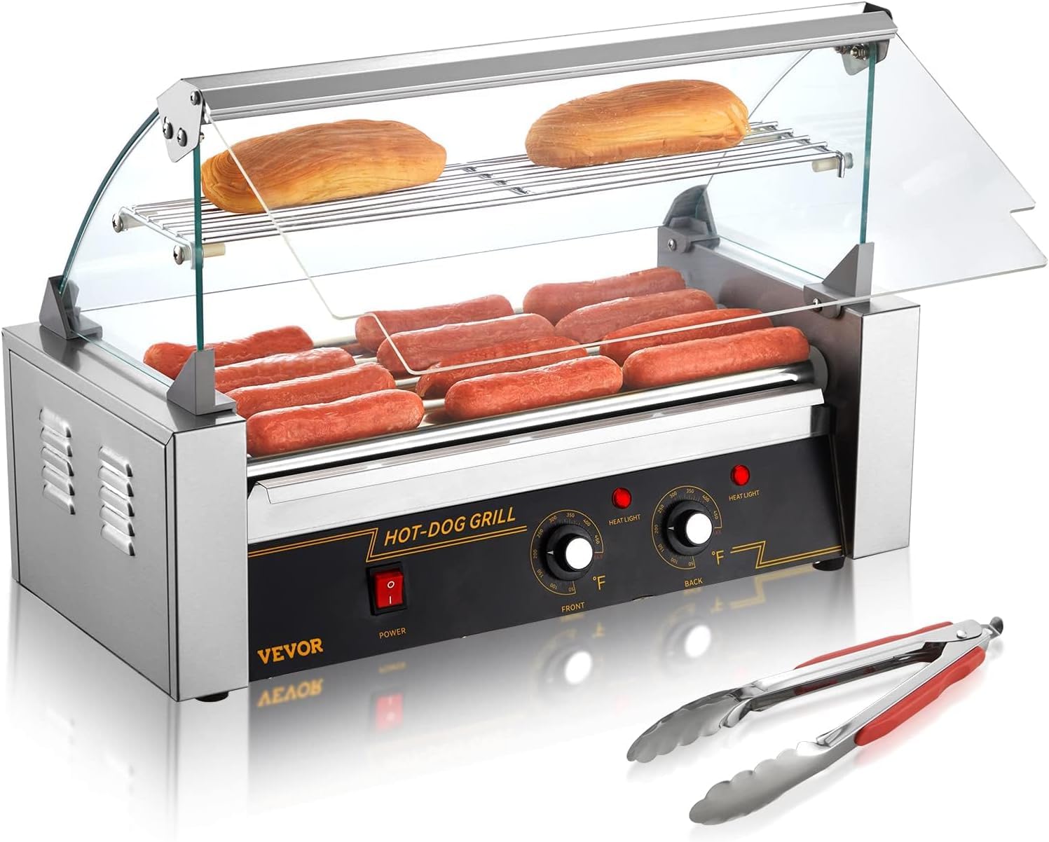 VEVOR Hot Dog Roller with 5 Rollers and 12 Hot Dogs Capacity