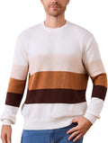 Mens Cotton Crewneck Pullover Sweater - Color Block Stripes
