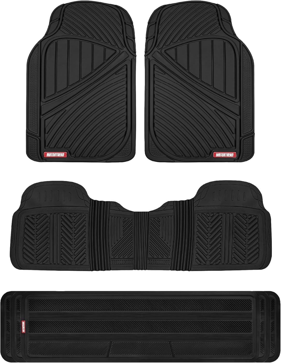 Motor Trend 3 Row Odorless Rubber Floor Mats for Full Protection