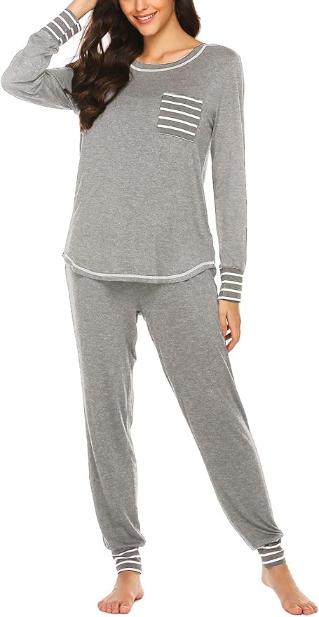Ekouaer Pajamas Women's Long Sleeve Sleepwear Soft Loungewear