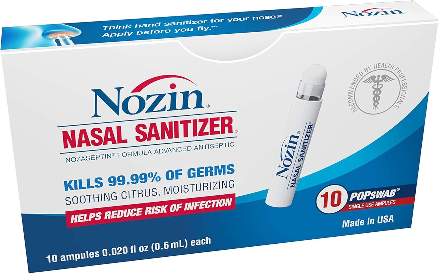 Nozin Nasal Sanitizer Antiseptic Popswab Ampules for Germs