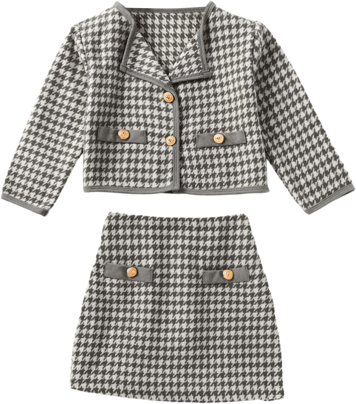WDIRARA Girl's 2 Piece Houndstooth Outfits for Special Occasions