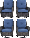 Rilyson Wicker Rocking Chair Swivel 4-Piece Set - Comfortable Outdoor