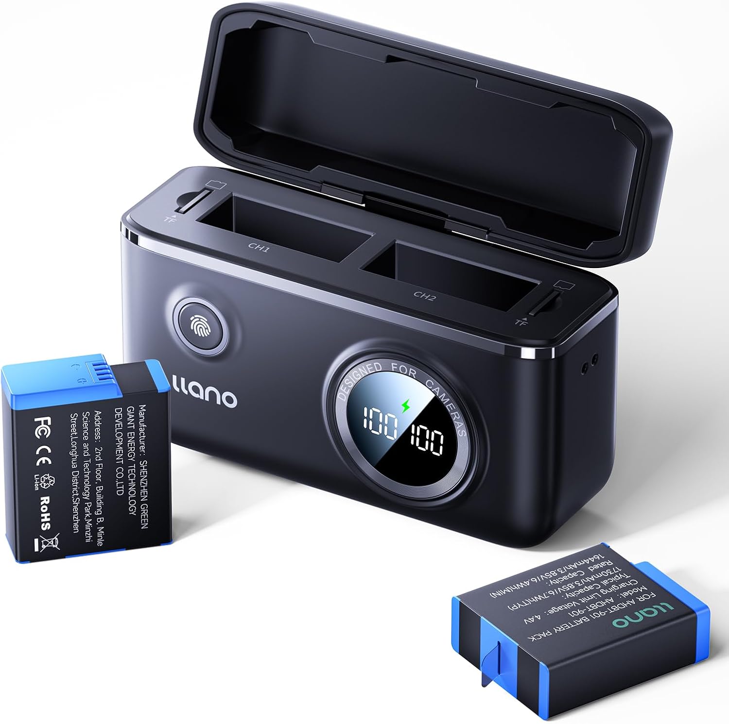 llano 2-Pack 1730mAh Hero 12 Battery and Fast Dual Charger