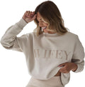 Wifey Sweatshirt Oversized Champagne Embroidered Sweatshirt - Cozy