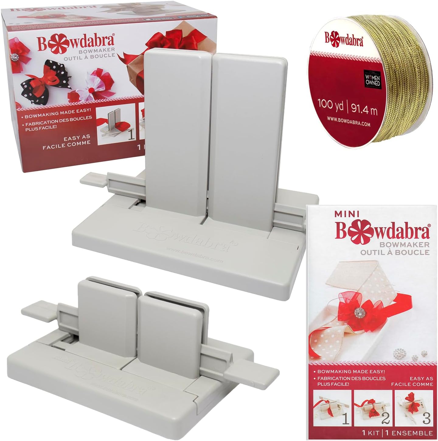 Bowdabra Combo Bow Maker with Mini Bow Maker and Gold Wire