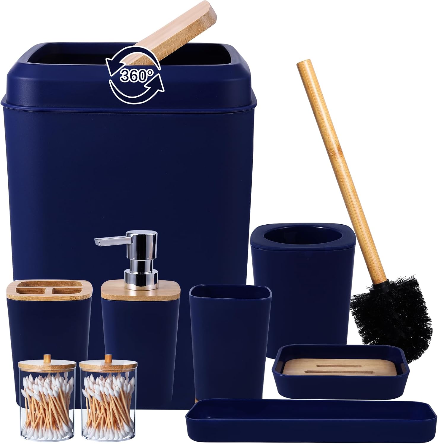 9 Piece Navy Blue Bathroom Accessories Set for Modern Homes