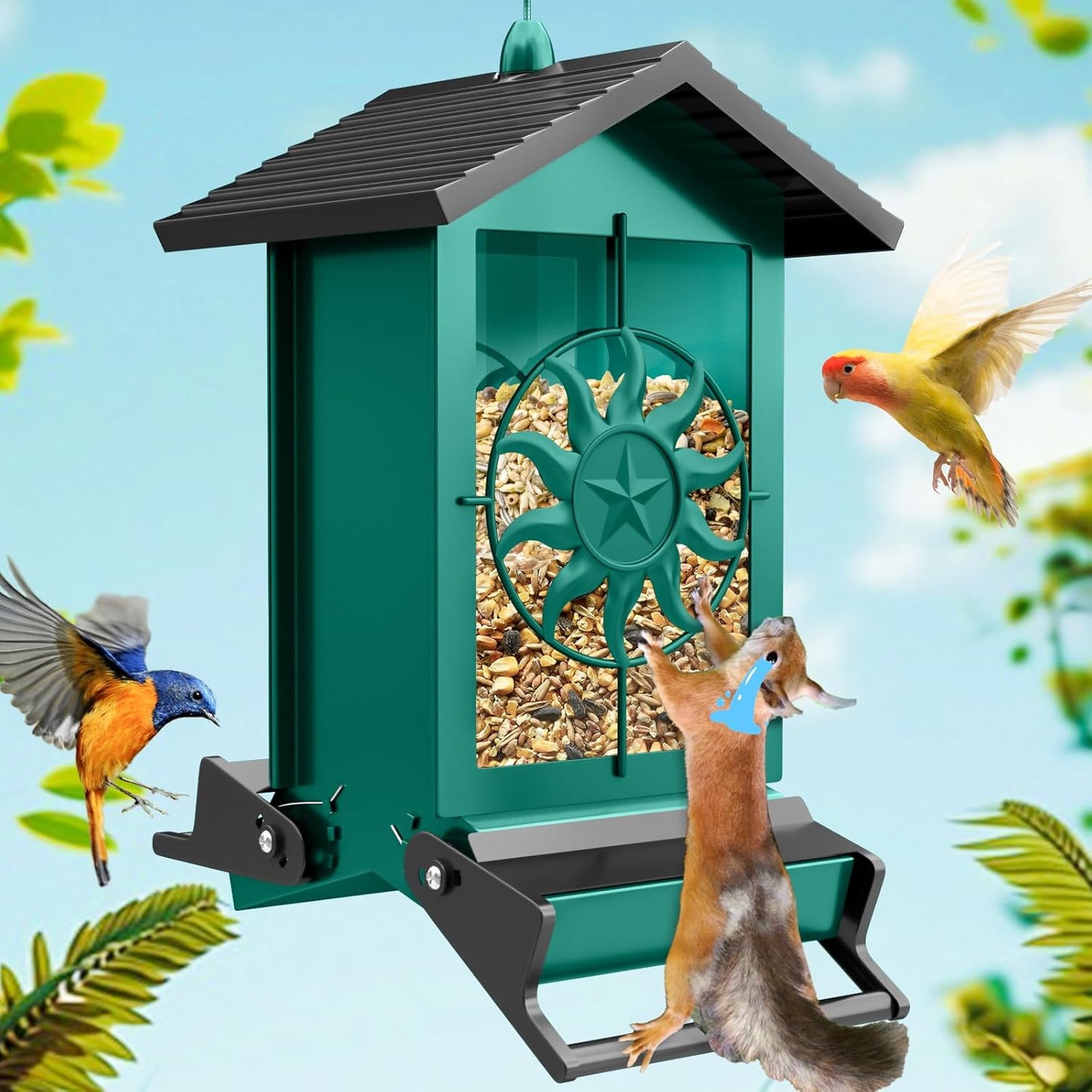 Squirrel Proof Bird Feeders for Outdoors with Large Capacity