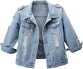 Hixiaohe Women's 3/4 Sleeve Retro Short Denim Jacket - Casual Layer