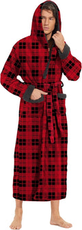 iniber Mens Hooded Robe - Soft Lightweight Plush Fleece for Comfort