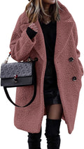 Women Faux Fleece Sherpa Coat 2025 - Notched Lapel Double-Breasted
