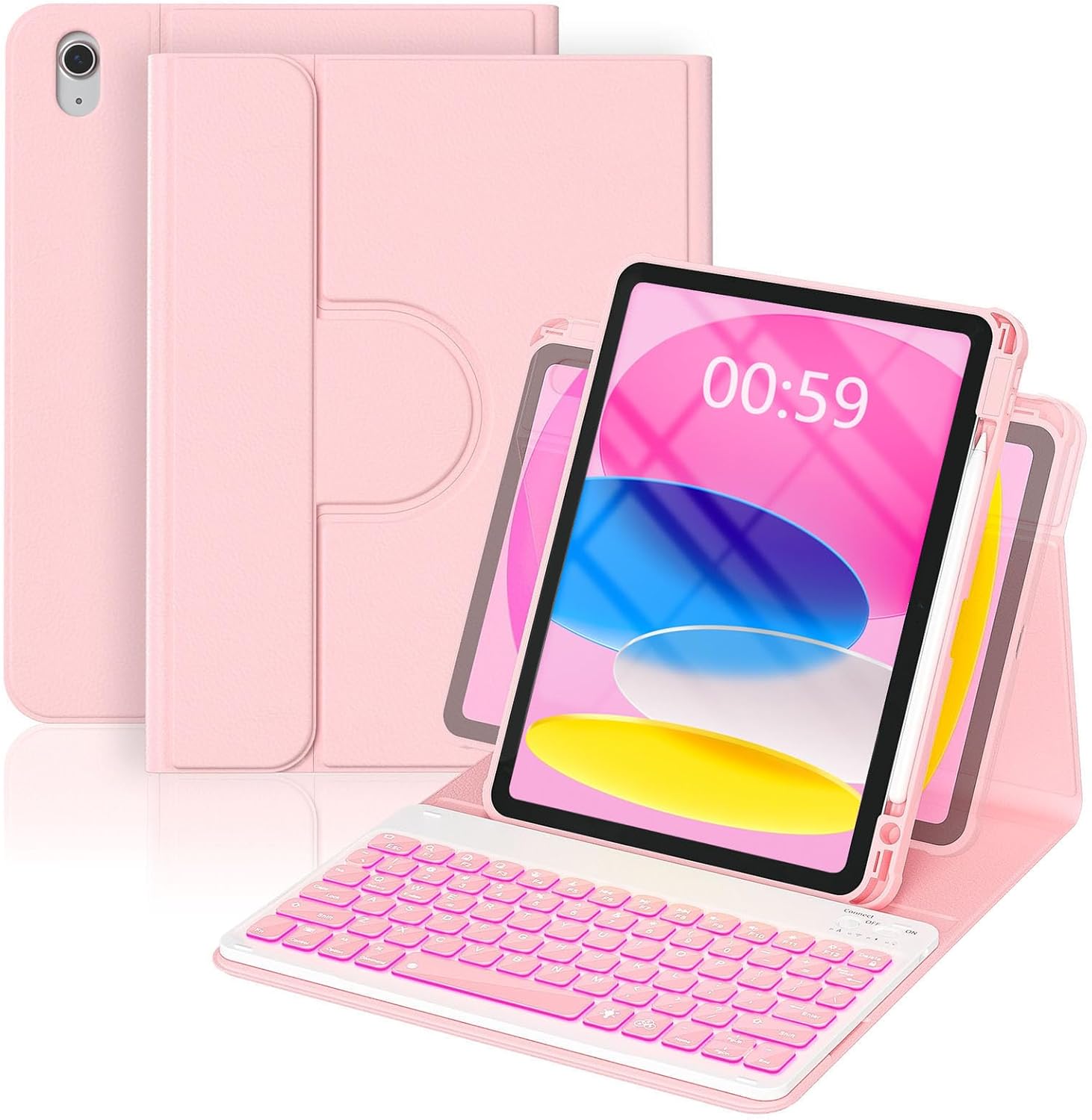 YBING iPad A16 Case with Keyboard for 11th & 10th Gen Models