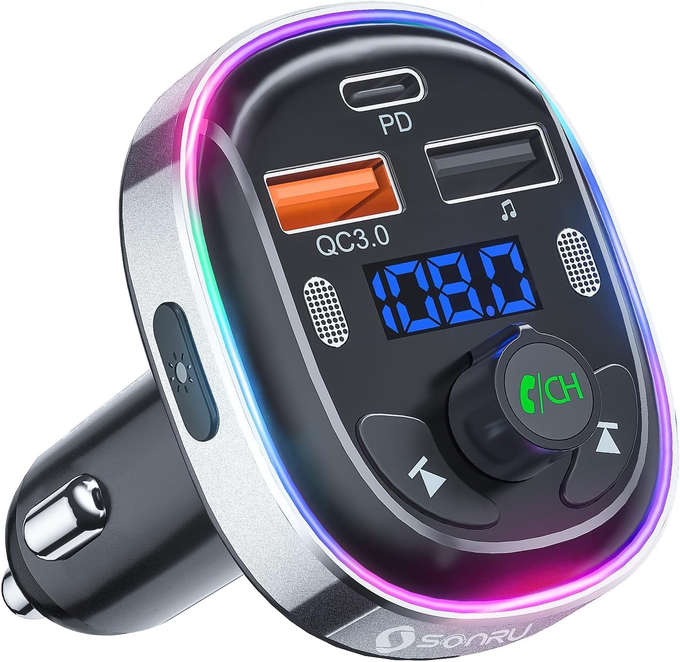 SONRU Bluetooth 5.3 FM Transmitter - Fast Charging & Dual Mics