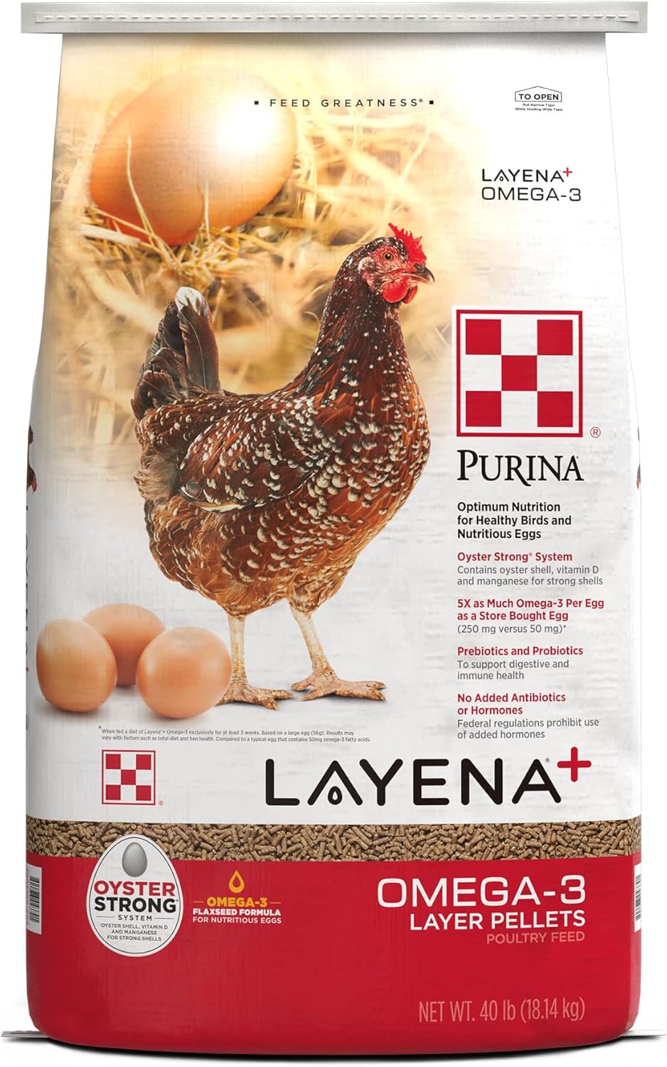 Purina Layena+ Layer Hen Feed with Omega 3 for Healthy Eggs