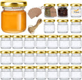 1.5oz Mini Glass Jars Bulk Set of 70 - Clear Storage Jars with Golden