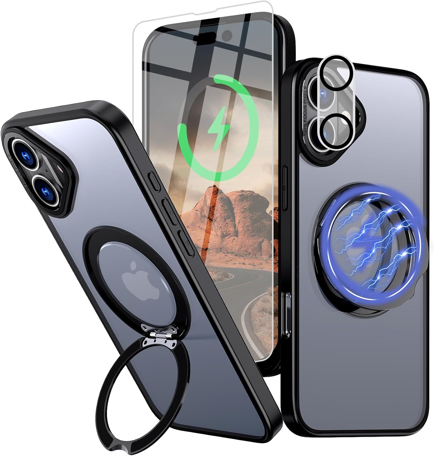 iPhone 16 Case with Screen Protector & Lens Protector - Rugged Design