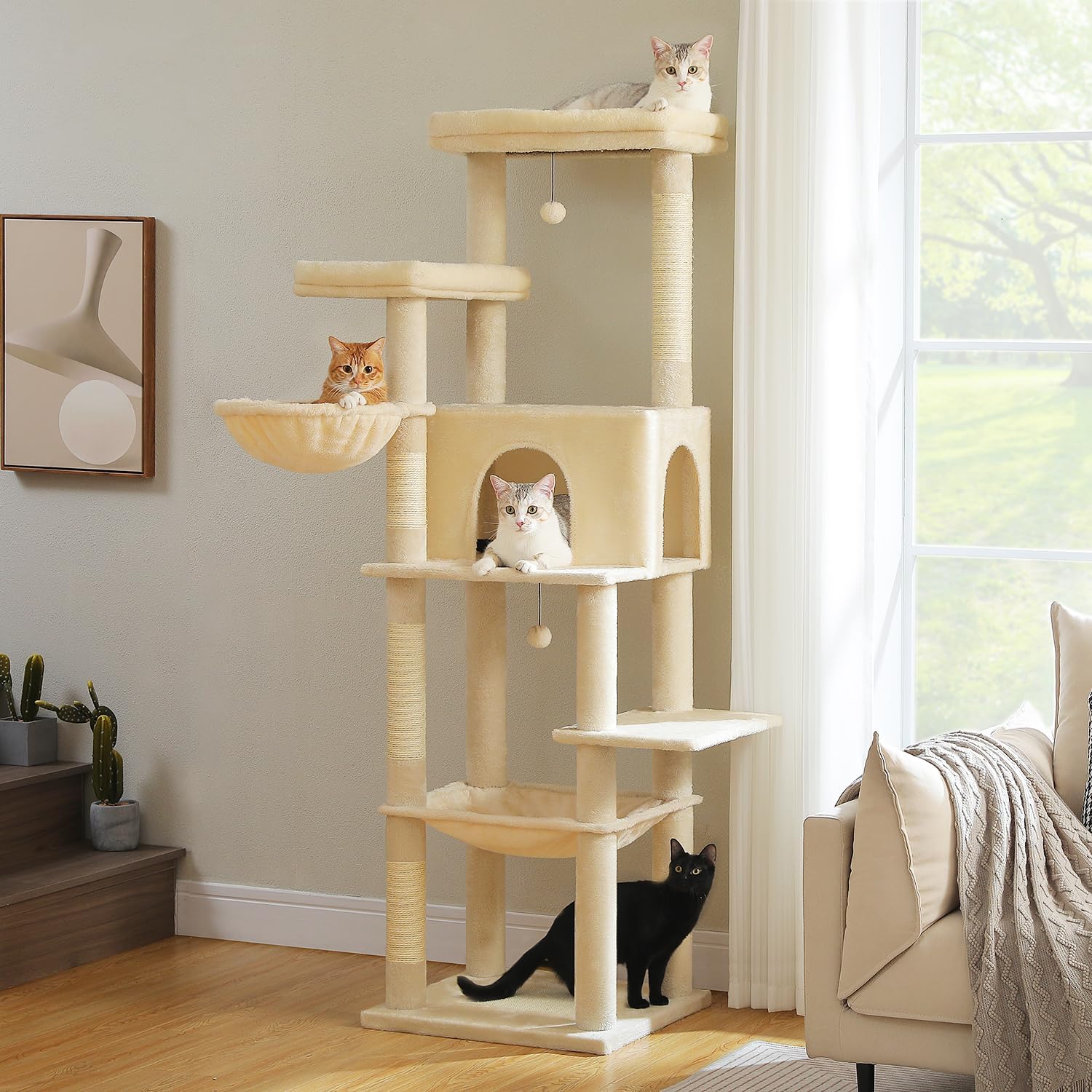 PAWZ Road Large Cat Tree with Spacious Hammocks and Perch