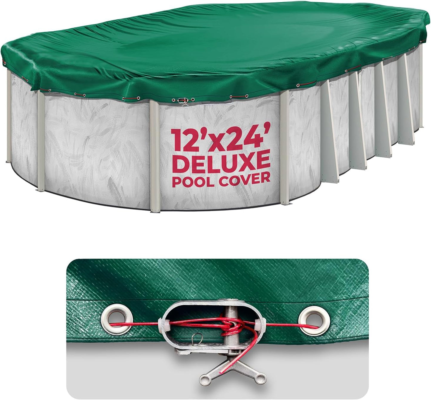 12 x 24 ft Oval Pool Covers for Above Ground Pools - Durable