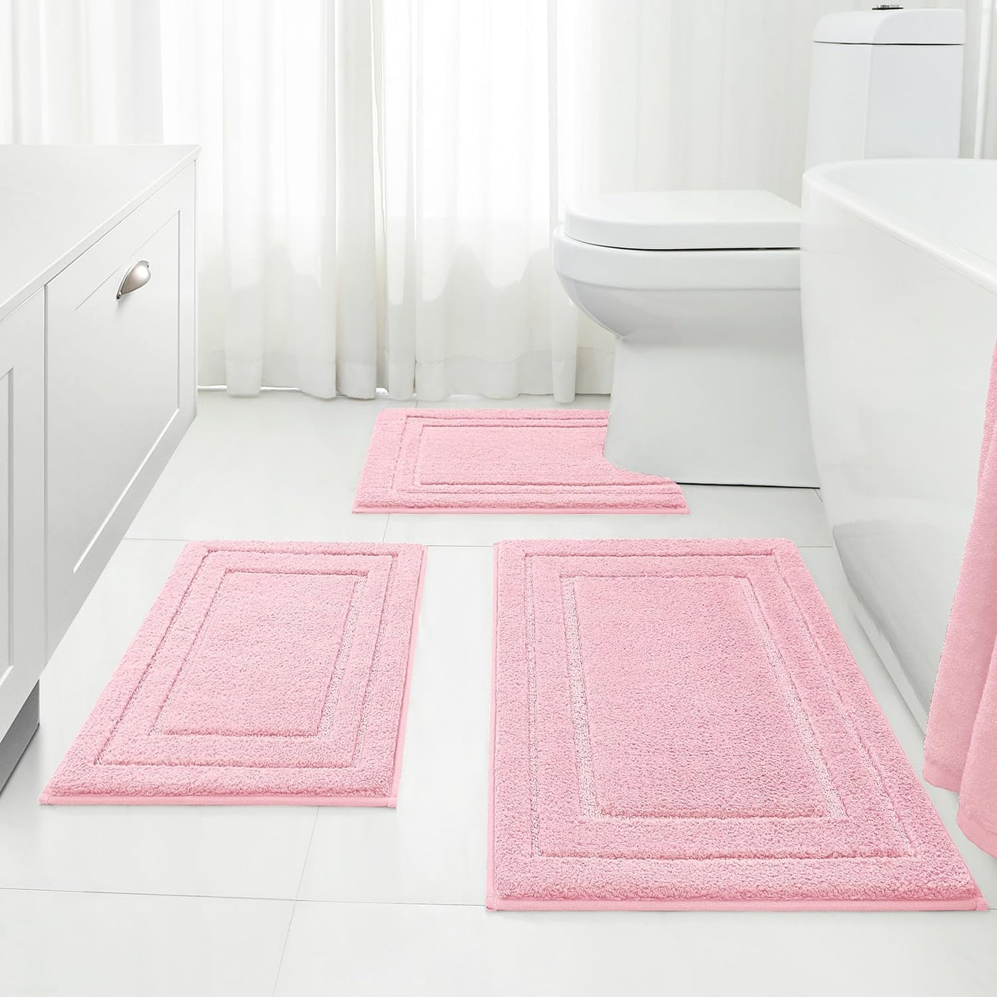Super Soft Microfiber Bathroom Rugs Set - Non Slip & Absorbent
