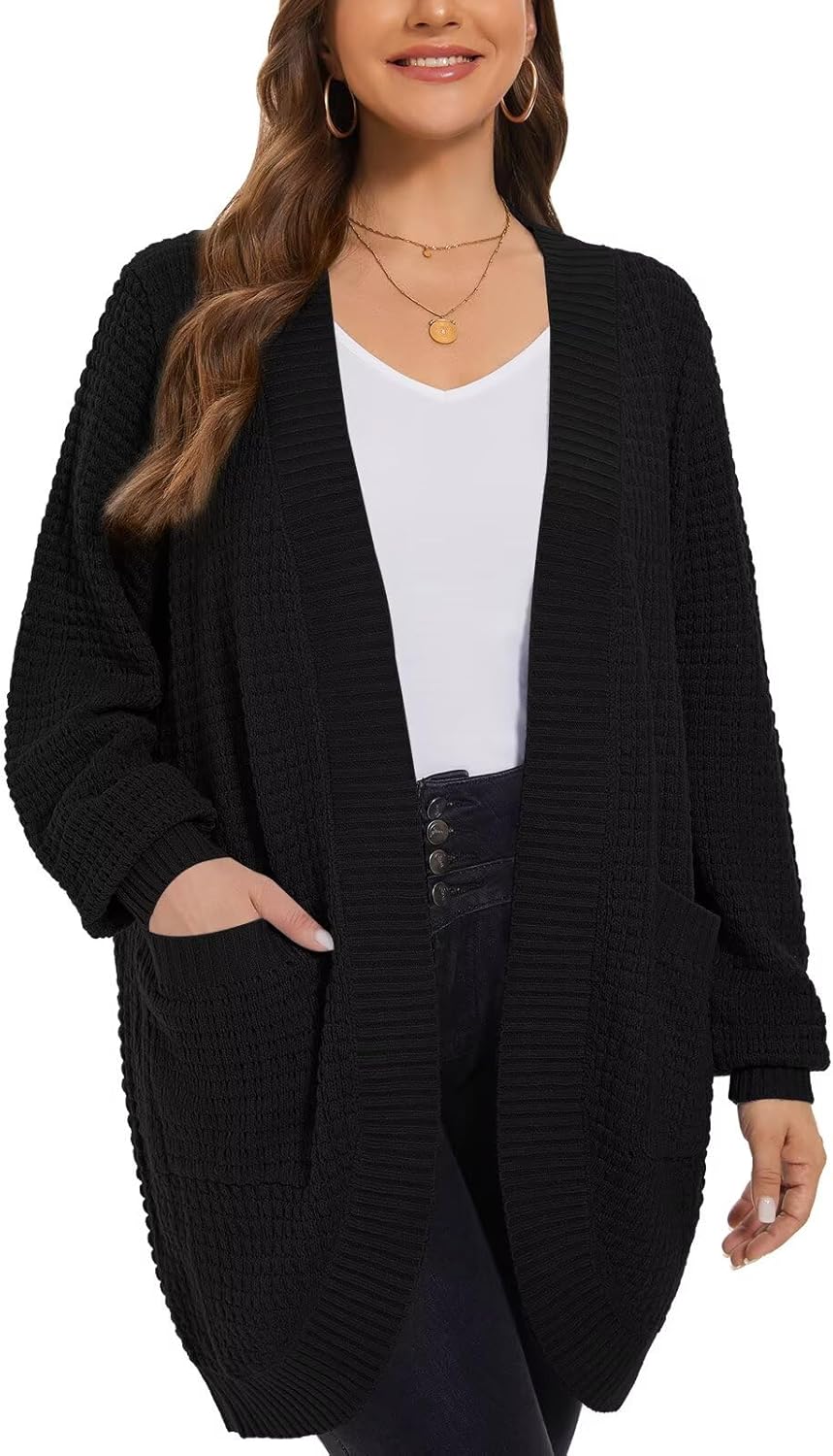 LARACE Long Cardigans for Women Plus Size Open Front Sweaters