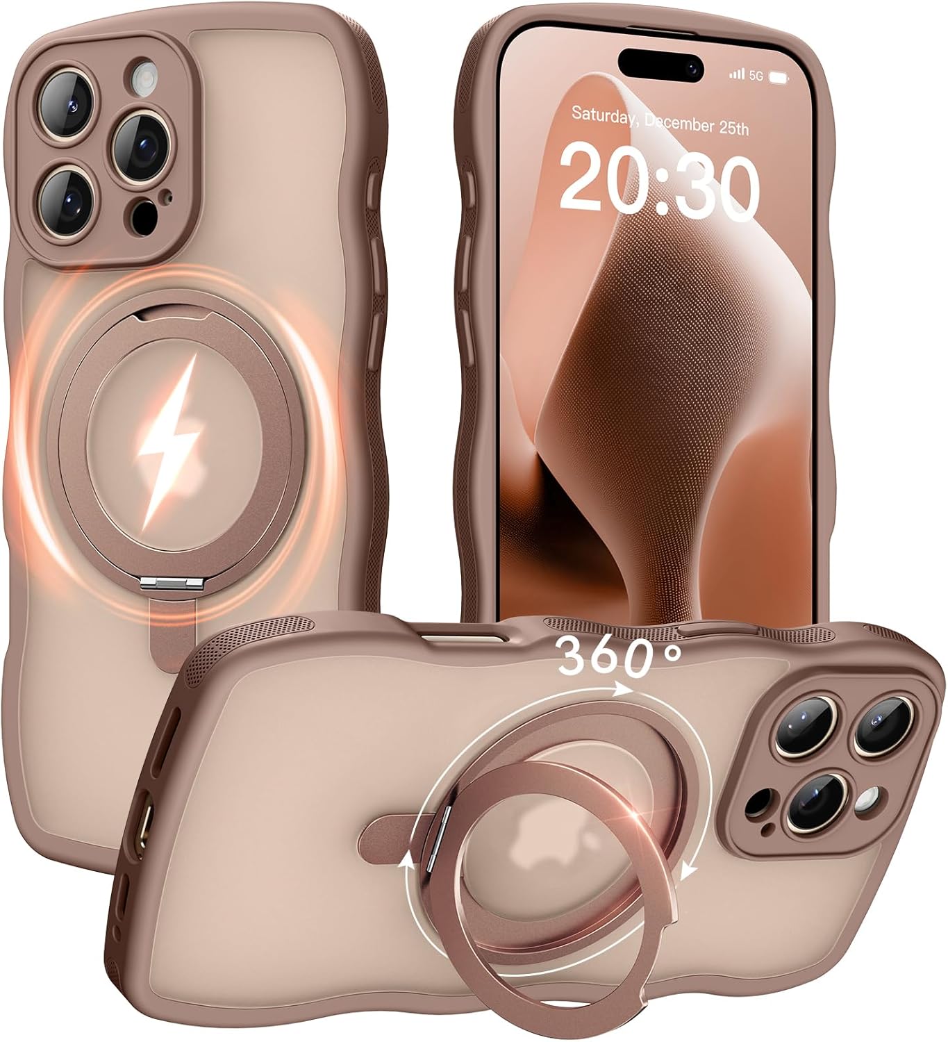 360 Spin Magnetic Stand Case for iPhone 16 Pro Max - Cute Design