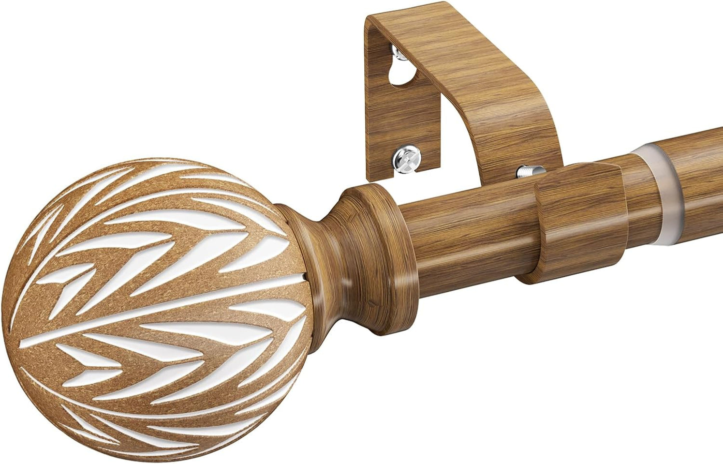 Wood Curtain Rod Adjustable 36 to 144 Inch for Boho Decor