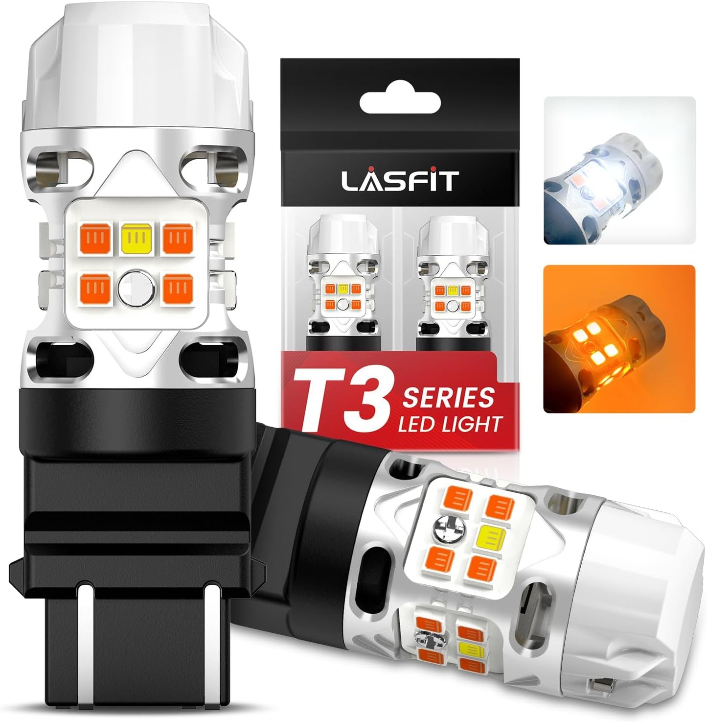 LASFIT 3157 Switchback LED Bulb - Super Bright Dual Color Light