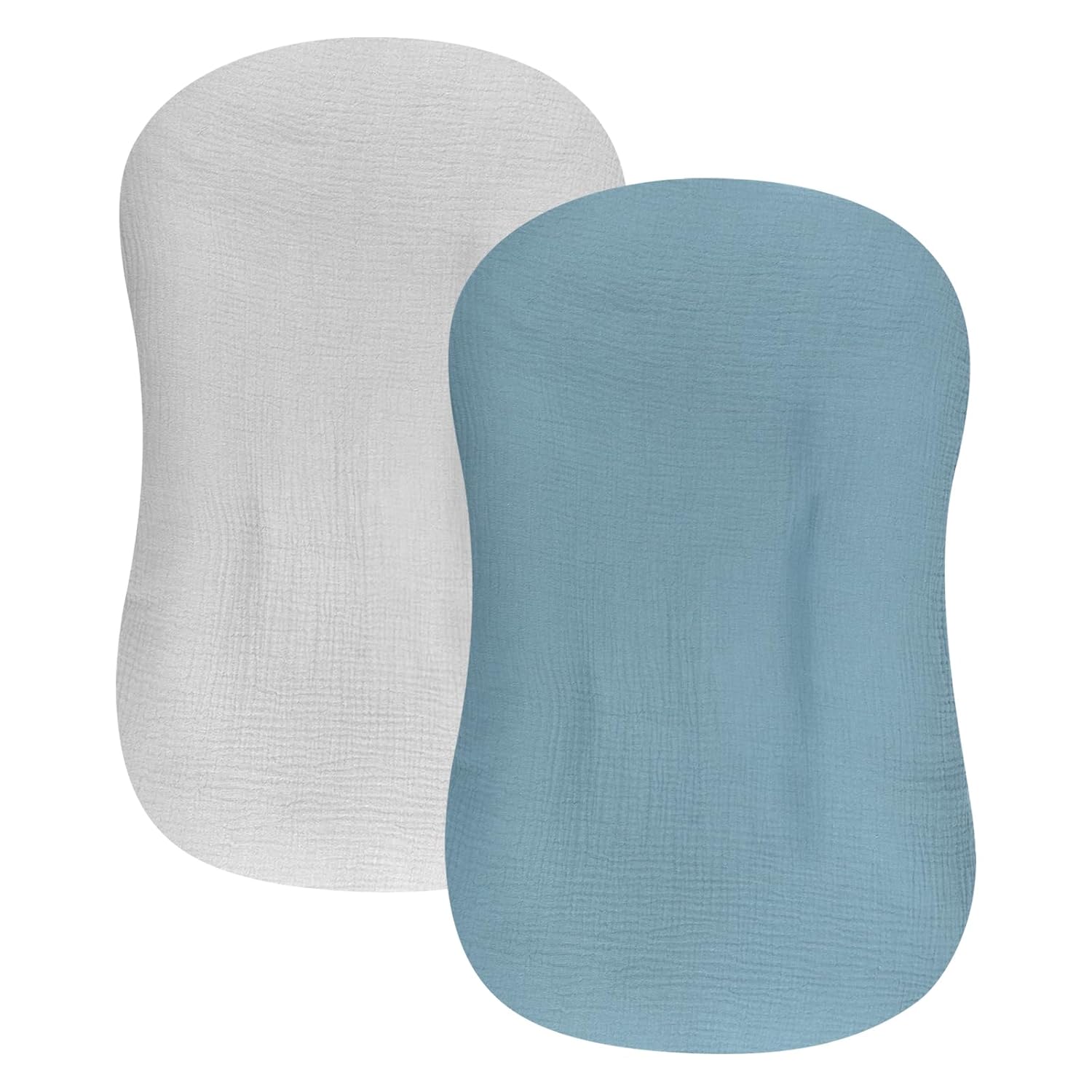 Soft & Durable Muslin Baby Lounger Covers x2 (Blue Gray)