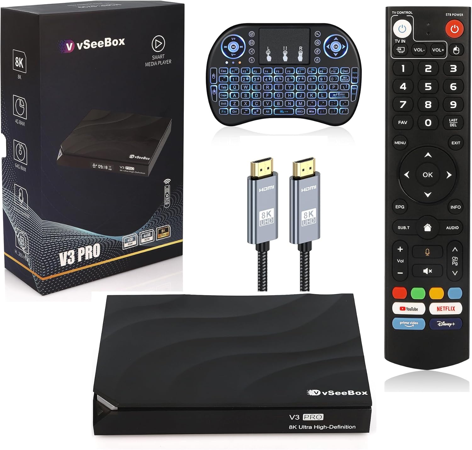 V3 Pro Smart Android 11 TV Box with Voice Remote Control