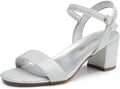 Women's Low Heels Block Sandals with Ankle Strap - Comfortable Low