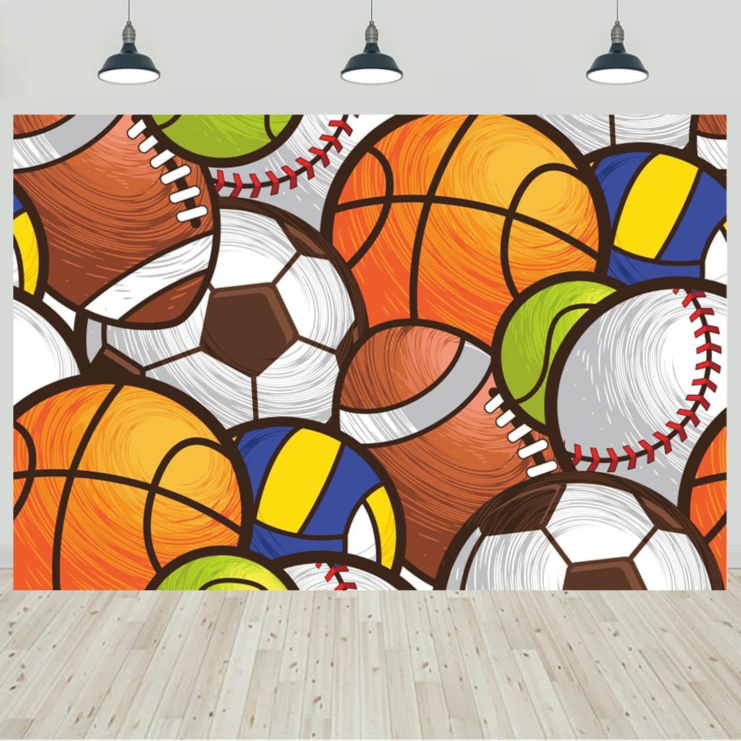 10x8ft Sports Backdrop for Kids Birthday and Baby Shower Parties