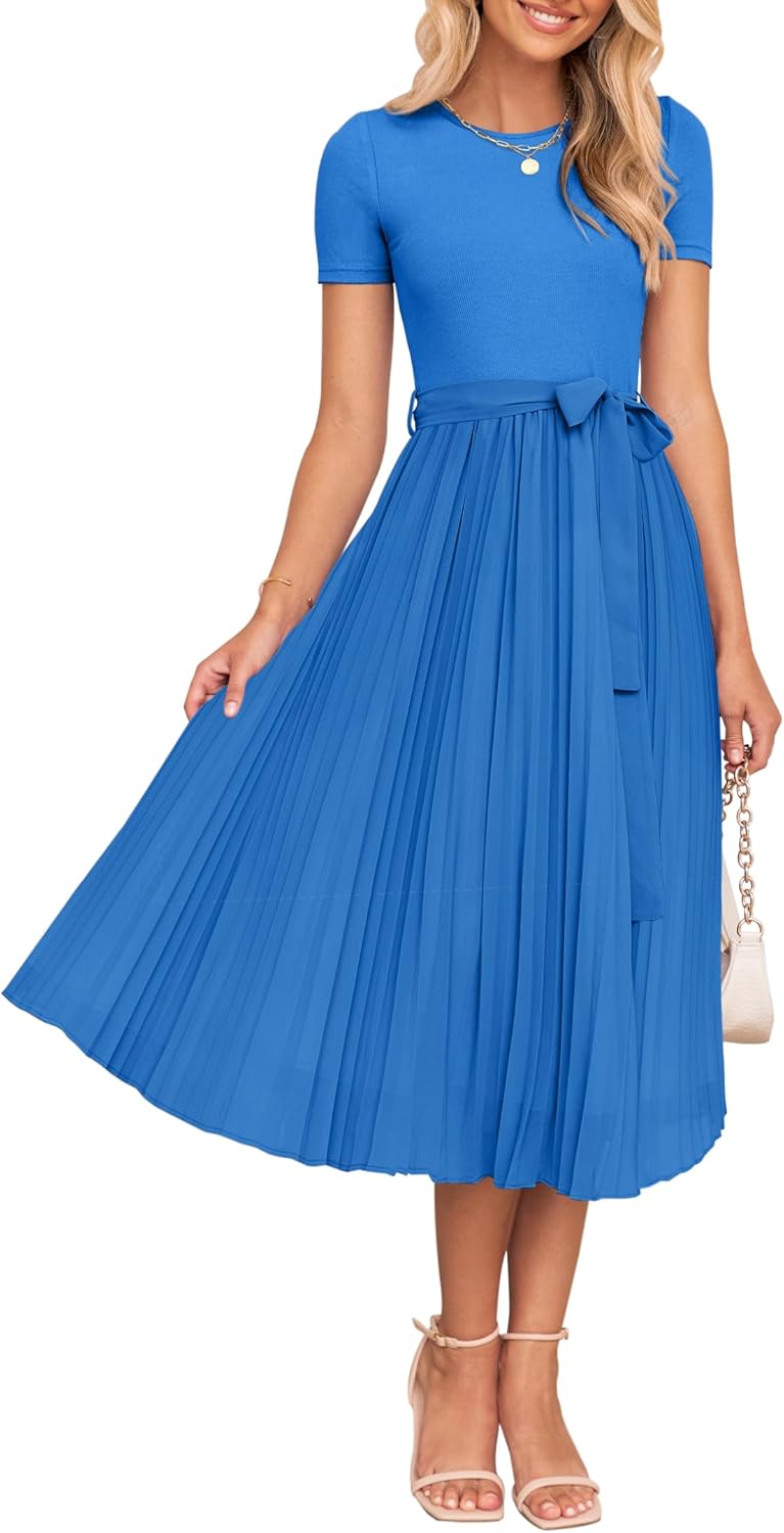 ZESICA Womens Summer Short Sleeve Midi Dress for Every Occasion