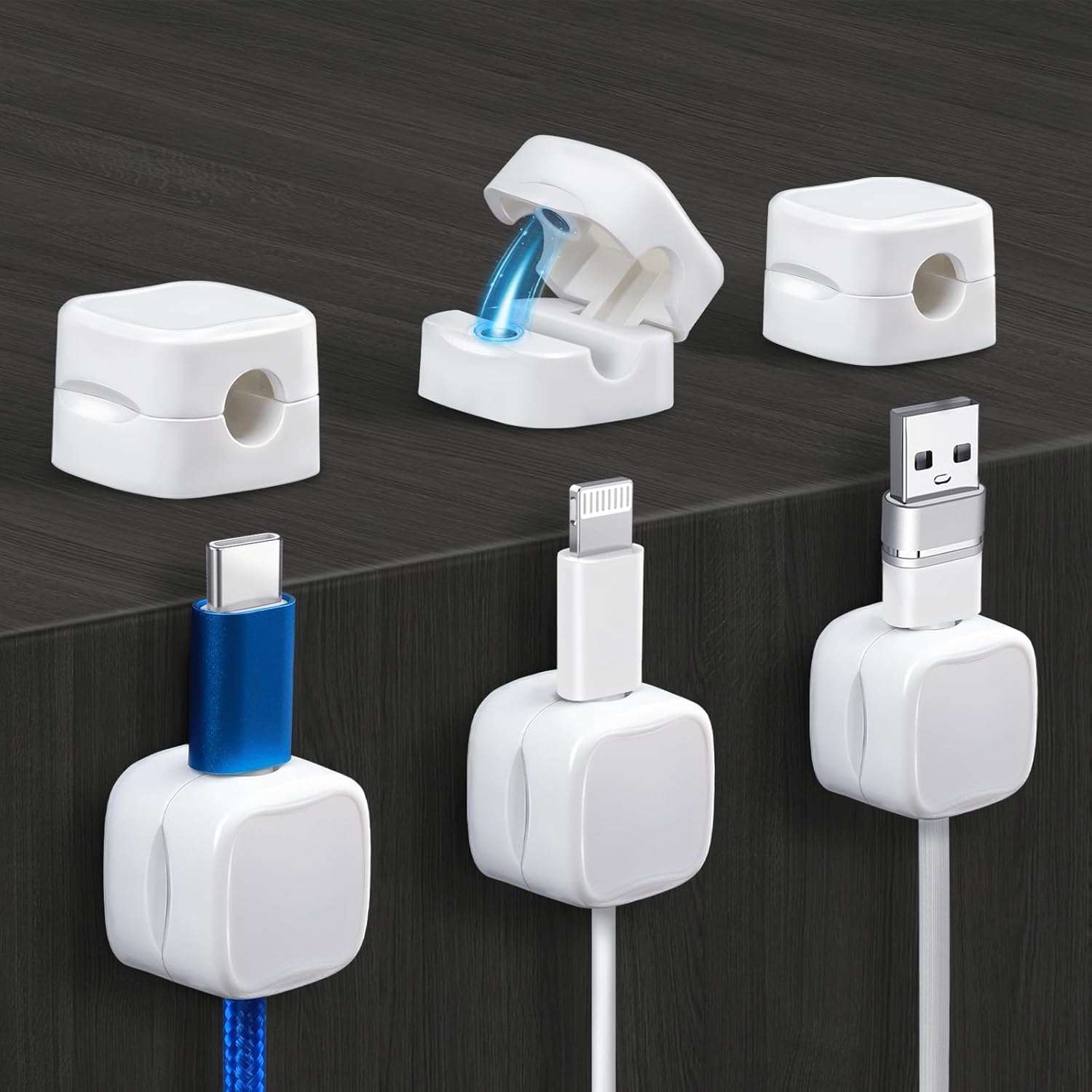 6 Pack Magnetic Cable Clips - Tangle-Free Charging!