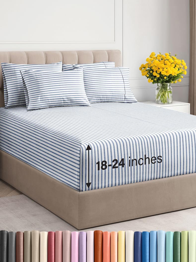 Extra Deep King Sheet Set - 6 Piece Breathable and Cooling Sheets