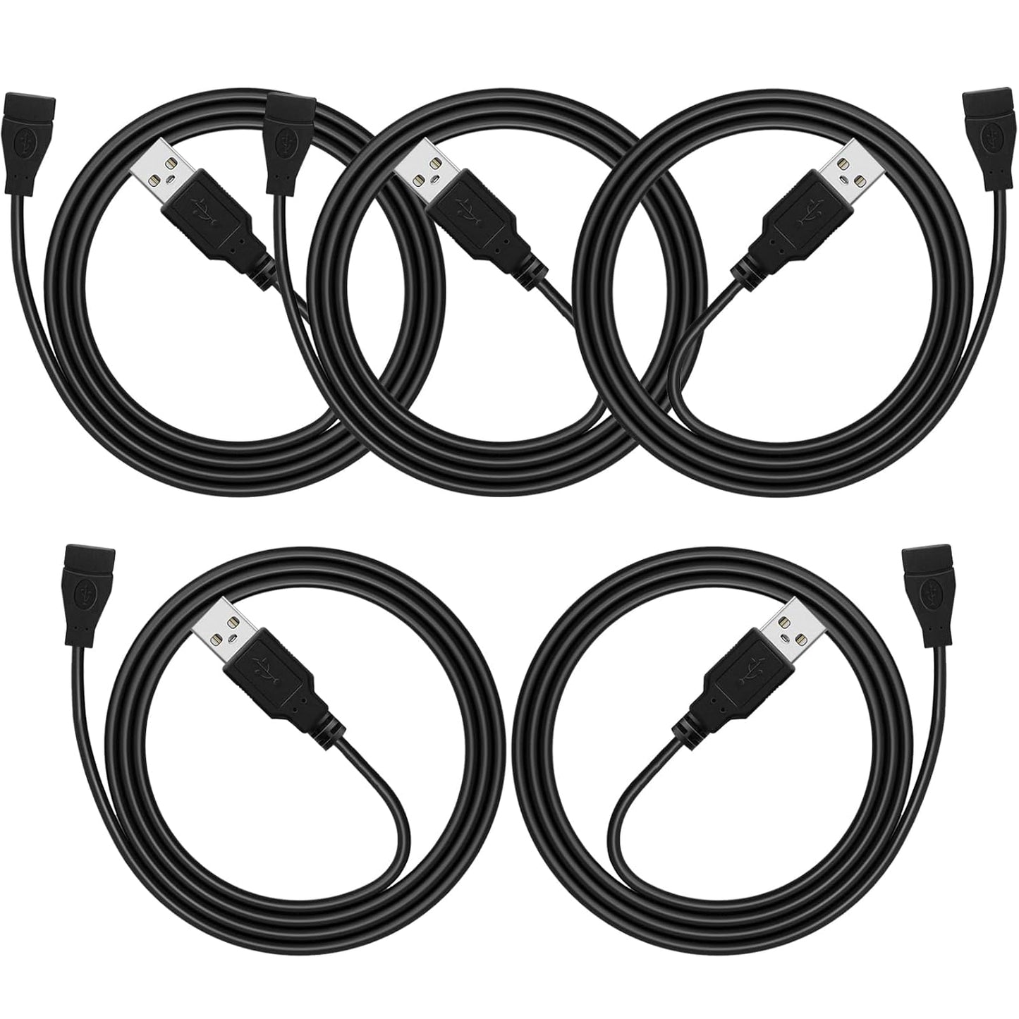 PDEEY USB Extension Cable 5-Pack - 3ft, High-Speed for Printer/Keyboard/Mouse