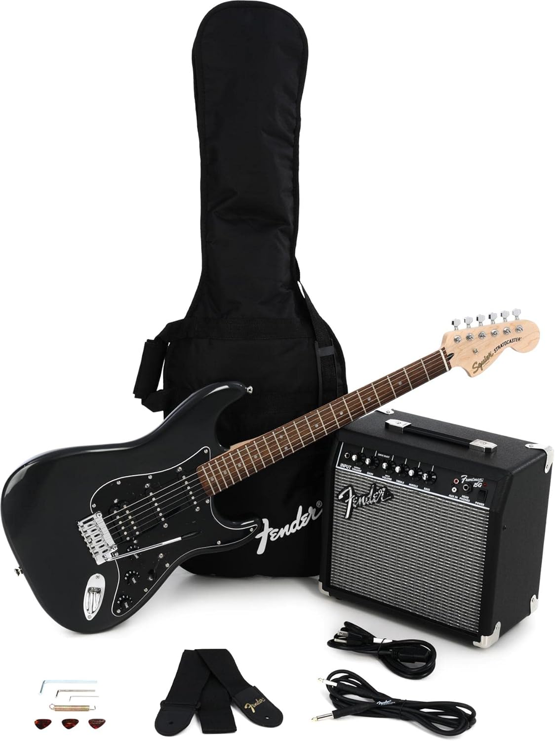 Fender Stratocaster Electric Guitar Kit: Charcoal Frost Metallic