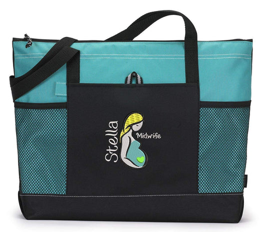 Midwife Doula L&D Tote Bag with Mesh Pockets for Professionals