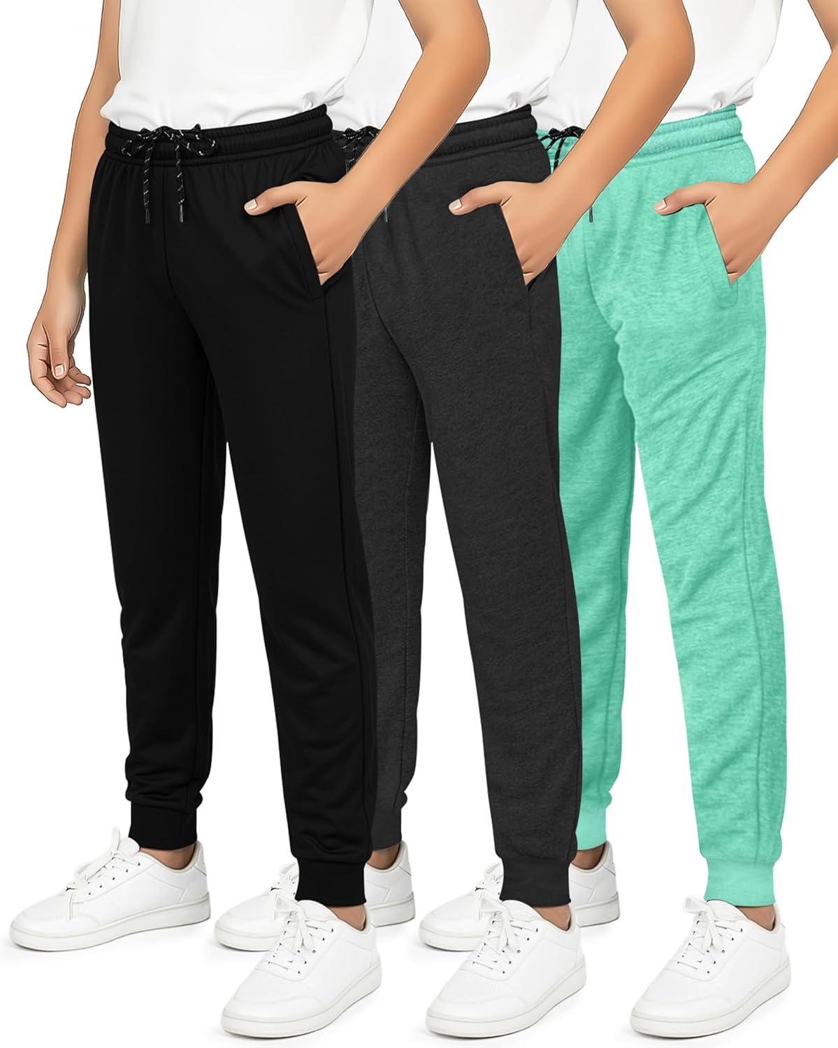 Real Essentials Boy's Mesh Jogger Sweatpants for Active Kids